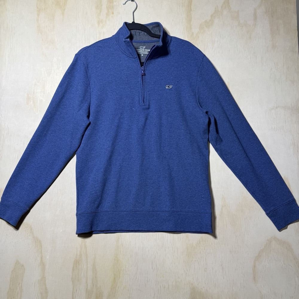 Vineyard Vines Performance Quarter Zip Pullover Blue Men's Medium Stretch